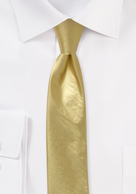 Vegas Gold Skinny Tie in Metallic Finnish