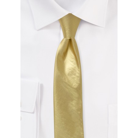 Vegas Gold Skinny Tie in Metallic Finnish