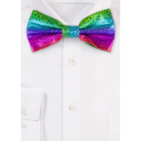 Glitter Rainbow Mens Bow Tie