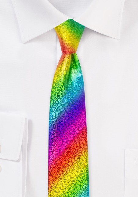 Glitter Rainbow Tie in Skinny Width