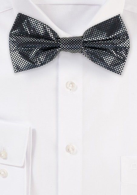 NYE Designer Bow Tie in Metallic Silver and Black