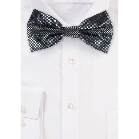 NYE Designer Bow Tie in Metallic Silver and Black