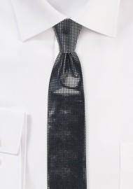 Black Skinny Tie with Metallic Dots