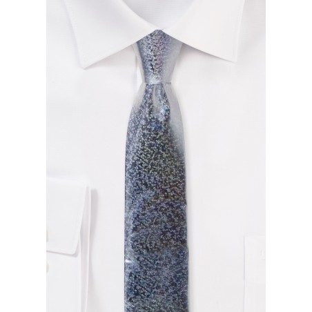 Silver Glitter Tie in Skinny Width
