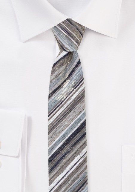 Metallic Striped Tie in Rosegold and Platinum