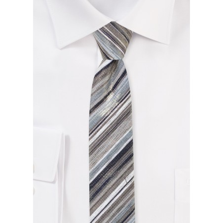Metallic Striped Tie in Rosegold and Platinum