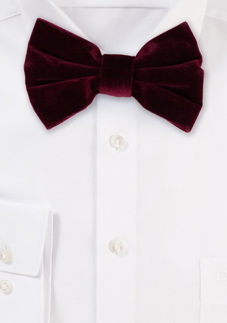 Large Butterfly Velvet Bow Tie in Burgundy Red
