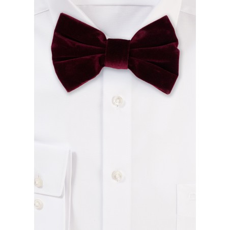 Large Butterfly Velvet Bow Tie in Burgundy Red
