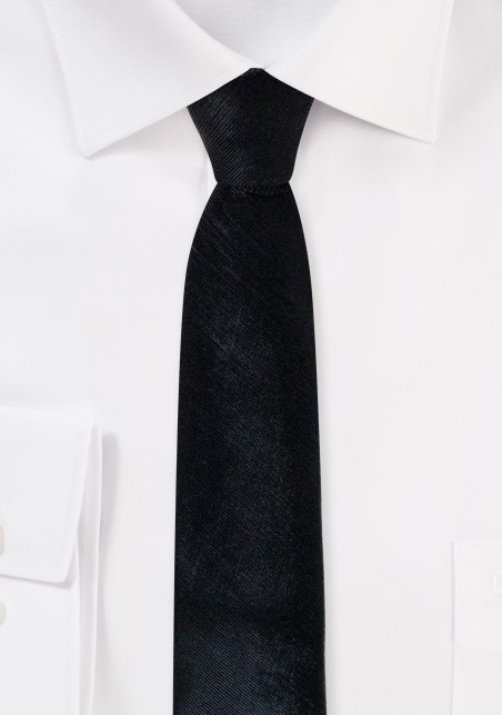 Skinny Black Tie in Faux Leather Look