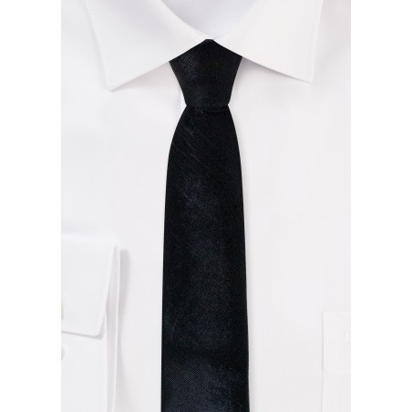 Skinny Black Tie in Faux Leather Look