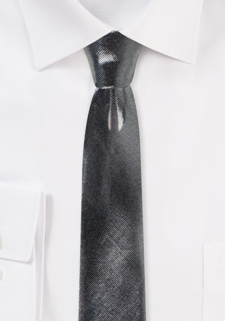 Metallic Skinny Tie in Shiny Silver