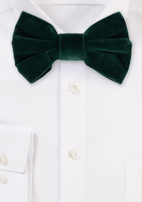 Large Butterfly Velvet Bow Tie in Hunter Green