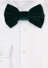 Large Butterfly Velvet Bow Tie in Hunter Green