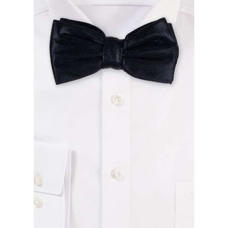 Shiny Faux Leather Bowtie in Black