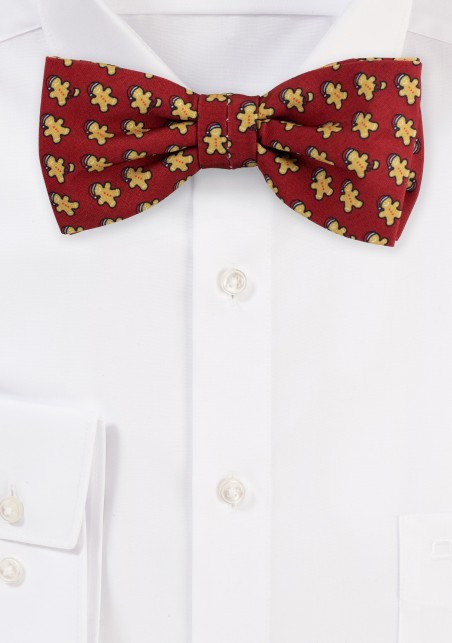 Gingerbread Men Bow Tie in Burgundy