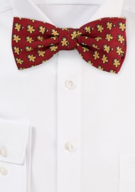 Gingerbread Men Bow Tie in Burgundy