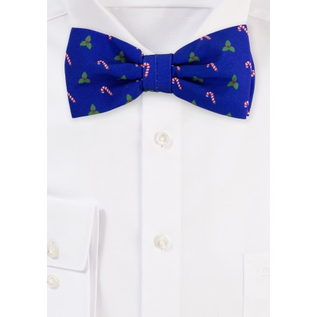 Royal Blue Bow Tie in Christmas Print