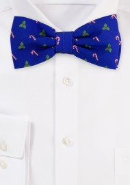 Royal Blue Bow Tie in Christmas Print