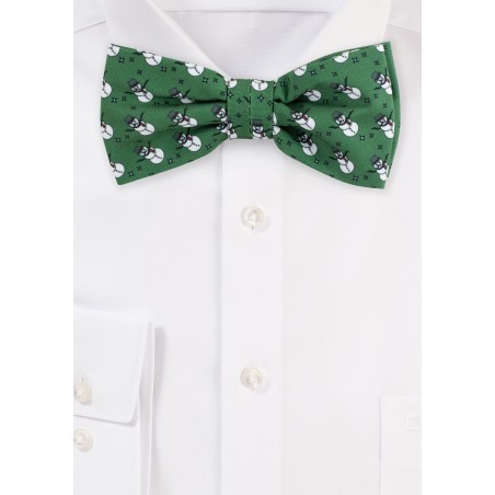 Forest Green Bowtie with Snowmen