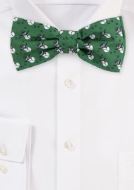 Forest Green Bowtie with Snowmen