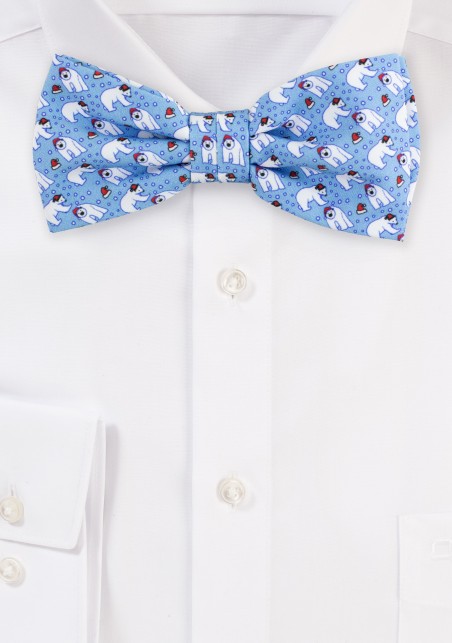 Ice Blue Bow Tie with Polar Bears