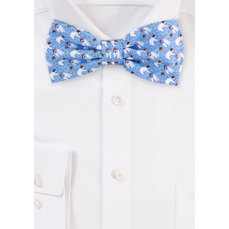 Ice Blue Bow Tie with Polar Bears