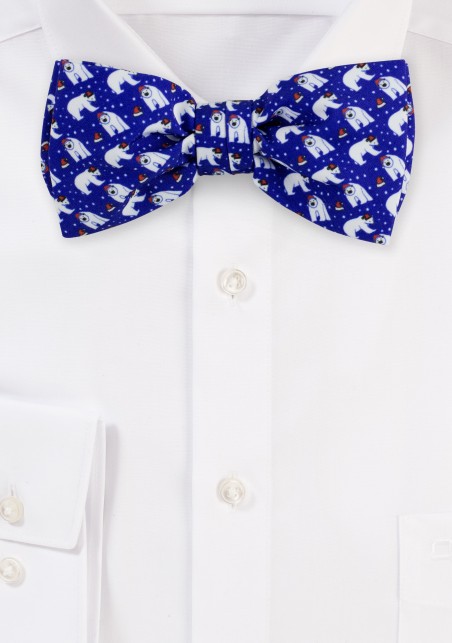 Navy Blue Bow Tie with Polar Bears