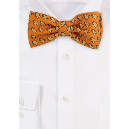Autumn Orange Bow Tie with Gingerbread Men
