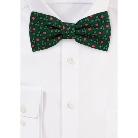 Green Holy Print Christmas Bow Tie