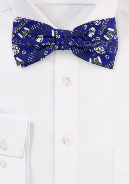 Hanukkah Bow Tie in Blue