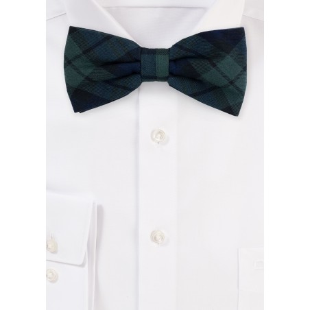 Hunter Green Plaid Bow Tie
