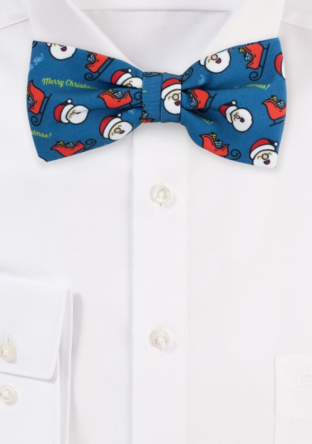 Pine Green Bow Tie with HoHoHo Holiday Print