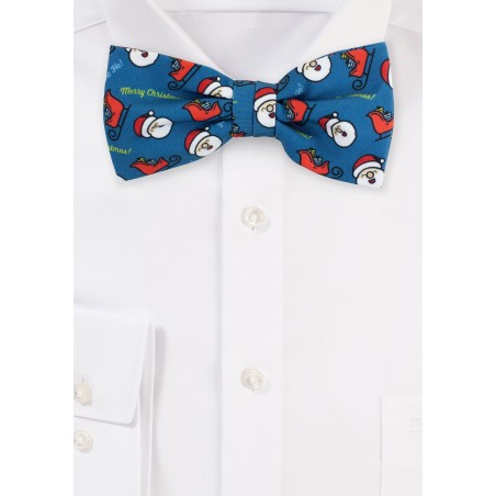Pine Green Bow Tie with HoHoHo Holiday Print