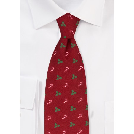 Christmas Print with Candy Canes and Holly Leaves