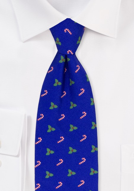 Blue Mask with Holly Leaves and Candy Canes