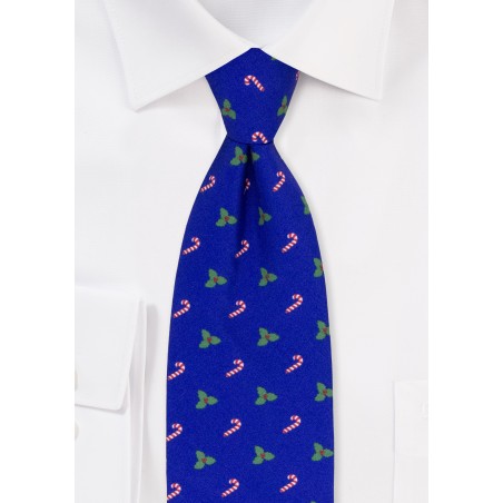 Blue Mask with Holly Leaves and Candy Canes