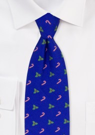 Blue Mask with Holly Leaves and Candy Canes