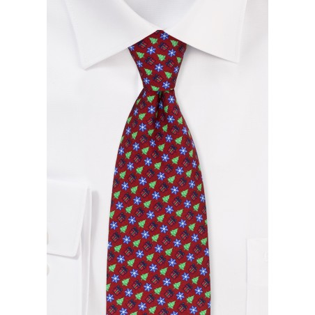 Holiday Designer Necktie in Crimson