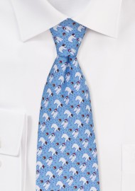 Polar Bears in Santa Hats Tie in Ice Blue