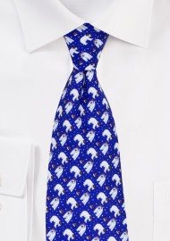 Polar Bears in Santa Hats Tie in Navy