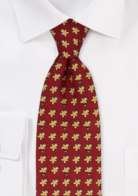 Gingerbread Man Tie in Dark Burgundy