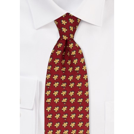 Gingerbread Man Tie in Dark Burgundy