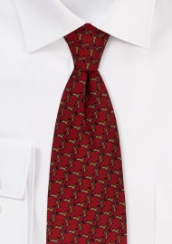 Reindeer Print Tie in Burgundy