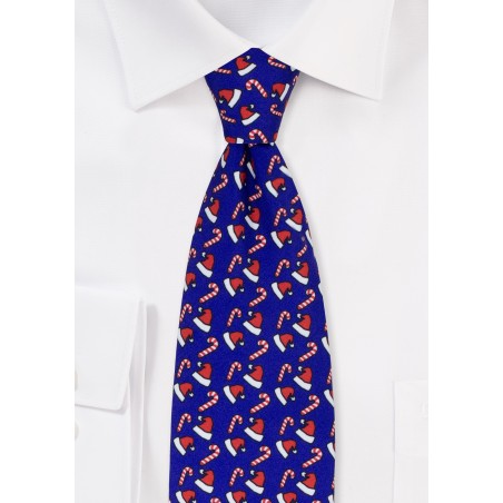 Royal Blue Christmas Print Necktie