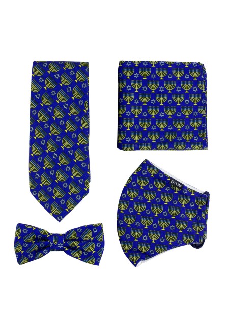 Hanukkah Print Mask and Tie Set