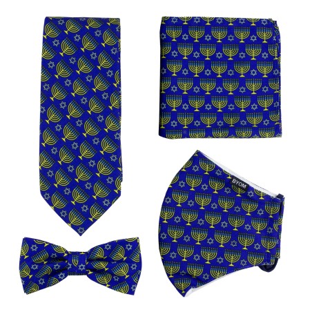 Hanukkah Print Mask and Tie Set