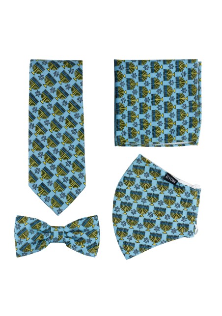 Blue and Gold Hanukkah Print Face Mask Set