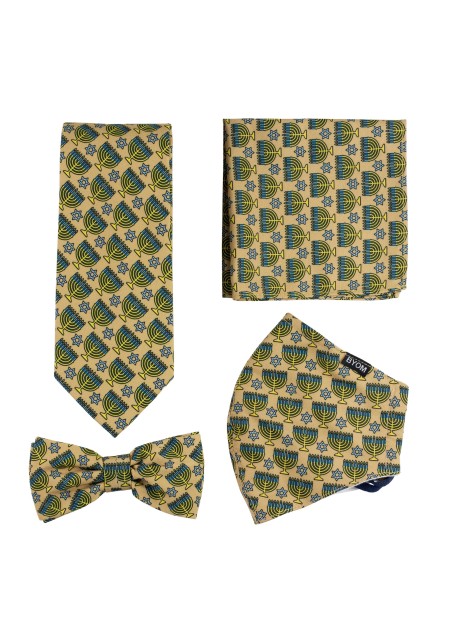 Gold Face Mask Set in Hanukkah Print