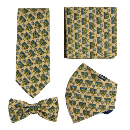 Gold Face Mask Set in Hanukkah Print