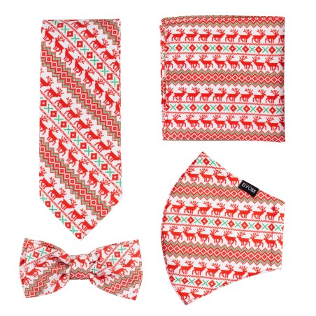 Mask and Tie Set in Scandinavian Christmas Print